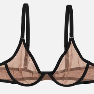 CUUP Plunge Mesh Bra - Black and Taupe 36D